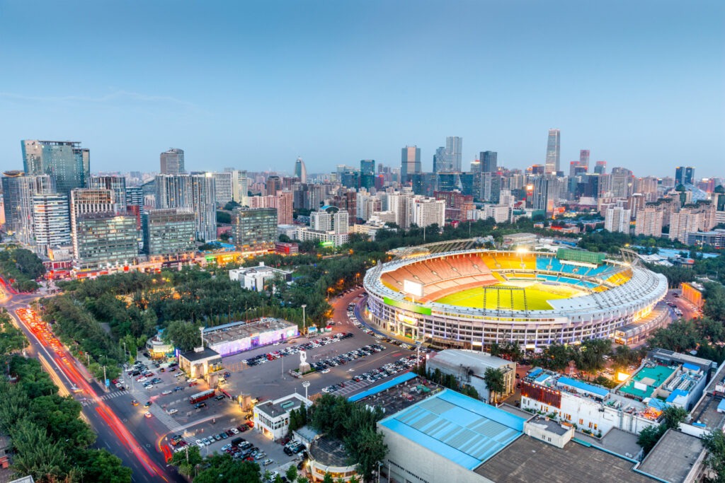 Phil Morrison China Interview Beijing, China skyline and stadium